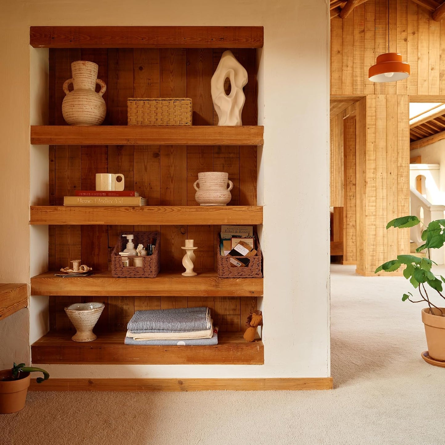 Wicker Storage Baskets, Waterproof Wicker Basket with Handles, Trapezoid Woven Storage Bins for Organizing, Decorative Basket, Brown, 2-Pack