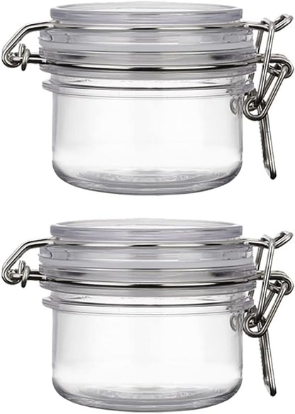 2 Pcs 120ml Clear Plastic Sealed Jars Airtight Food Storage Canisters Wide Mouth Canning Jars Round Transparent Candy Bottle for Coffee Beans