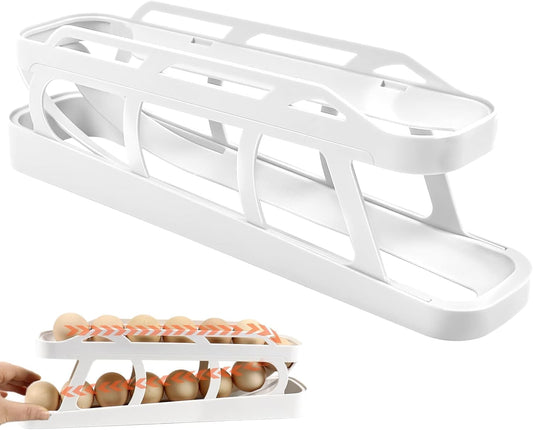 Rolling Egg Dispenser For Refrigerator, Egg Holder Space Saving Automatic Egg Storage Container Organizer For Refrigerator Kichen Cabinet