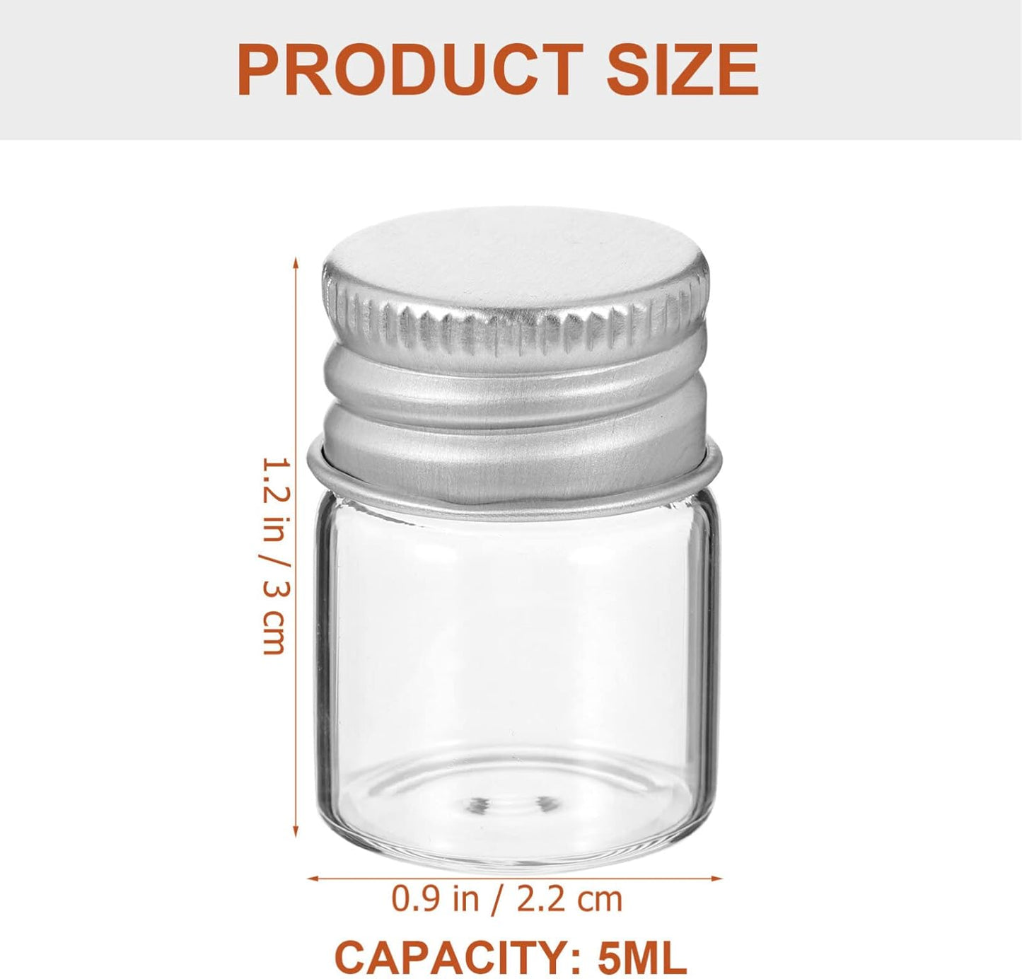 Mini Glass Storage Bottles 5Ml Transparent Sealed Jars with Aluminum Lids for Flower Tea Spice Food Storage and Kitchen Organization