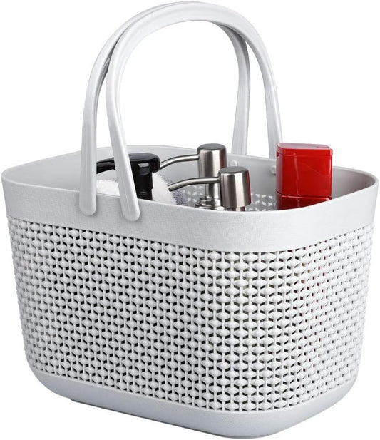 Plastic Organizer Storage Baskets with Handles, Shower Caddy Bins Organizer for Bathroom and kitchen（Grey