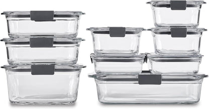Glass Food Storage Containers, Assorted Sizes, Set of 9, BPA-Free, Leak-Proof, Clear