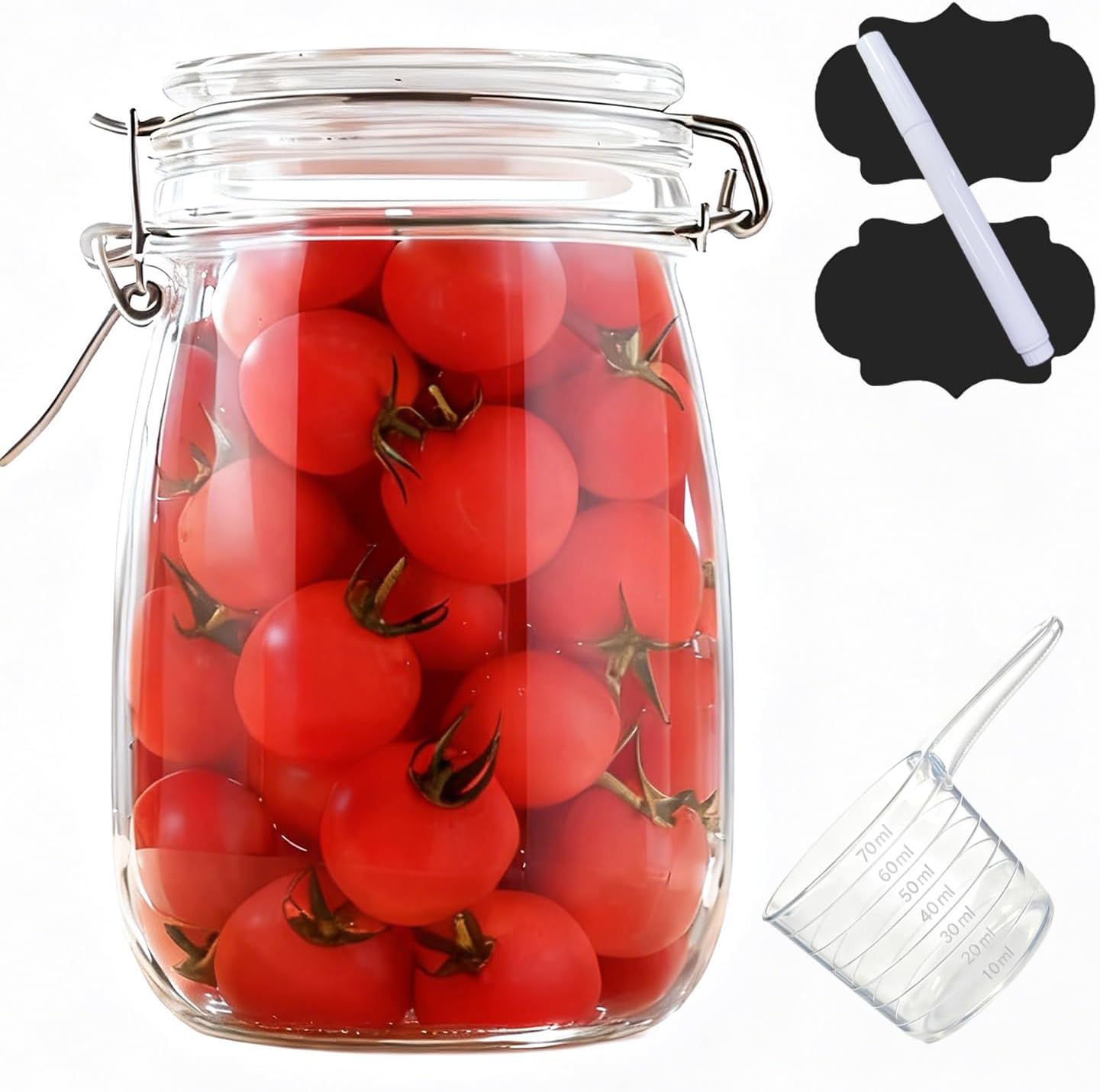 1PCS Glass Jars with Airtight Lid, 34 OZ Mason Jars Wide Mouth, Glass Pickling Jars for Canning & Fermenting, Mason Storage Container for Coffee, Flour, Sugar, Pasta