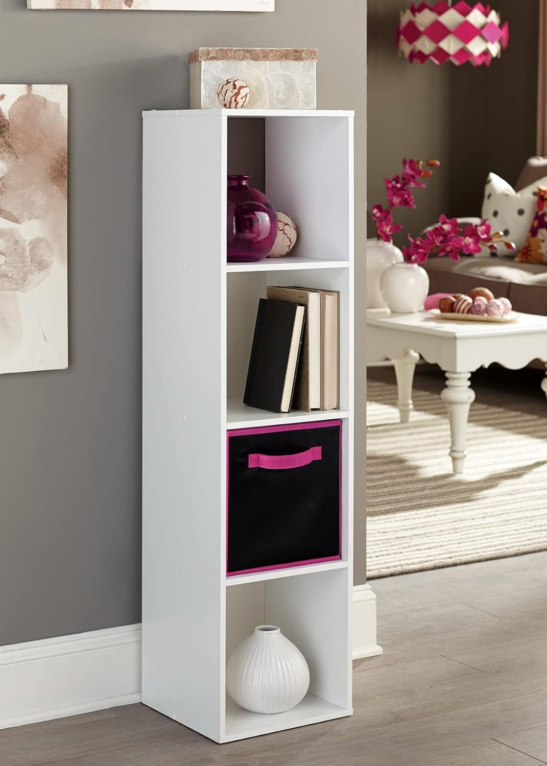 4 Cube Stackable Storage, White