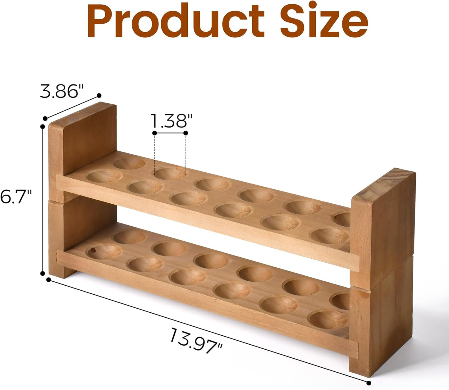 Double Layer Egg Tray Holder Countertop - Wooden Fresh Egg Rack Stackable Storage Basket, 2 Tier Egg Organizer for Farmhouse Kitchen Refrigerator