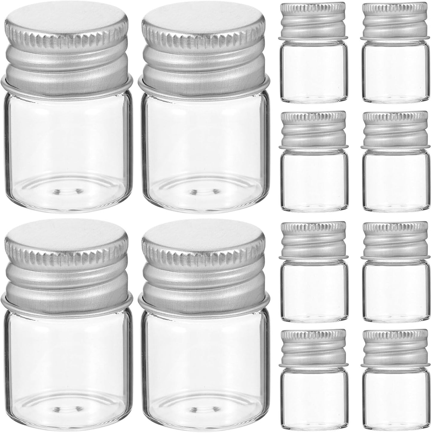 Mini Glass Storage Bottles 5Ml Transparent Sealed Jars with Aluminum Lids for Flower Tea Spice Food Storage and Kitchen Organization