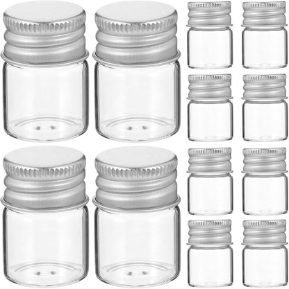 Mini Glass Storage Bottles 5Ml Transparent Sealed Jars with Aluminum Lids for Flower Tea Spice Food Storage and Kitchen Organization