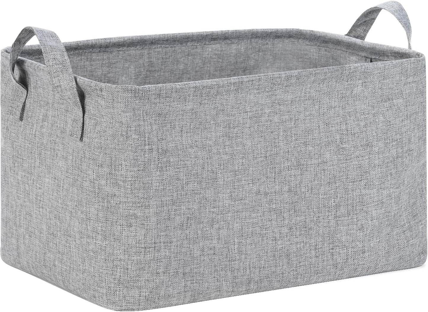 Rectangular Storage Basket, Collapsible Cube Storage Bins for Shelves, Waterproof PE Coating Storage Bins with Handles for Organizing Toys, Books, Blankets (15x10x9 inch-Grey)