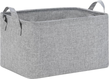 Rectangular Storage Basket, Collapsible Cube Storage Bins for Shelves, Waterproof PE Coating Storage Bins with Handles for Organizing Toys, Books, Blankets (15x10x9 inch-Grey)