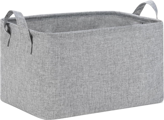 Rectangular Storage Basket, Collapsible Cube Storage Bins for Shelves, Waterproof PE Coating Storage Bins with Handles for Organizing Toys, Books, Blankets (15x10x9 inch-Grey)